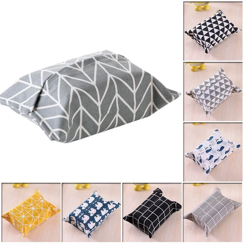 

INS Nordic Black White Grids Tissue Box Cotton Linen Napkin Holder Towel Paper Storage Bag Organizer Office Table Car Home Decor