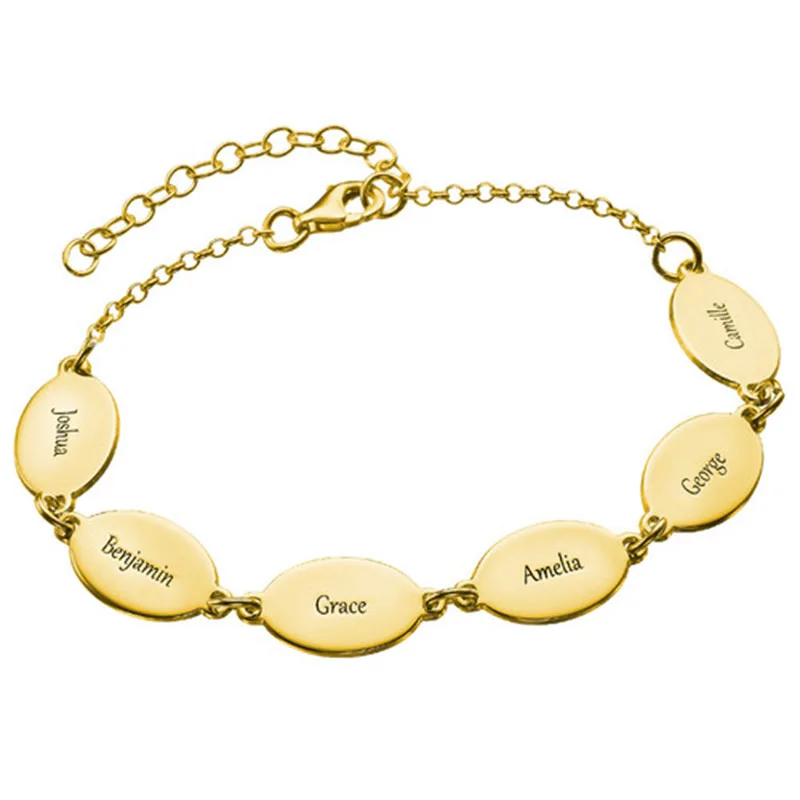 

Oval Design Mom Bracelet with Kids Names Family Name Custom made Bracelets Personalized Jewelry Gift