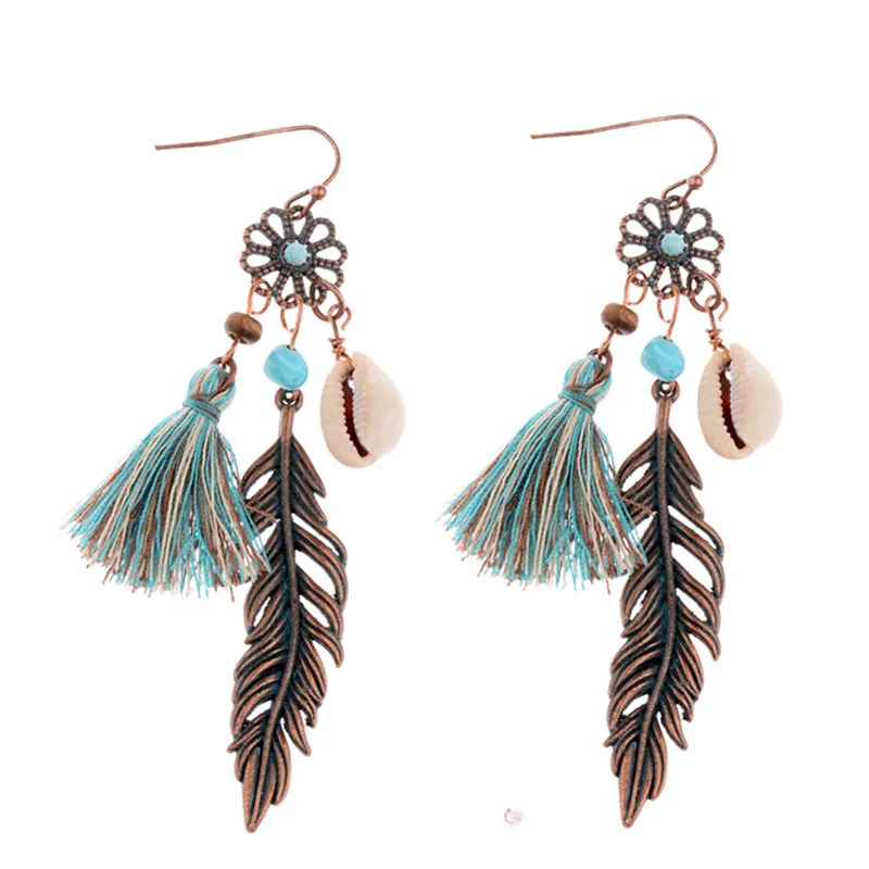 

Vintage Leaves Women Dangle Hook Earrings Hollow Flower Tassel Long Drop Earring Jewelry Gifts
