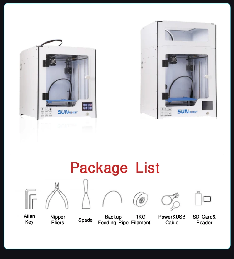 Новое поступление Собранный металлический 3d принтер Sunhokey U250 с большой печатью размера impresora 3d