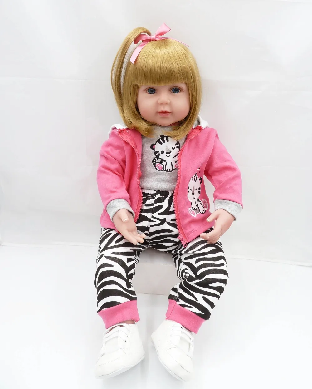 

Soft Body Real Life Reborn Toddler Girl Doll with Long Hair Miranda, 24 Inch Lifelike Weighted Snuggle Princess Doll Children