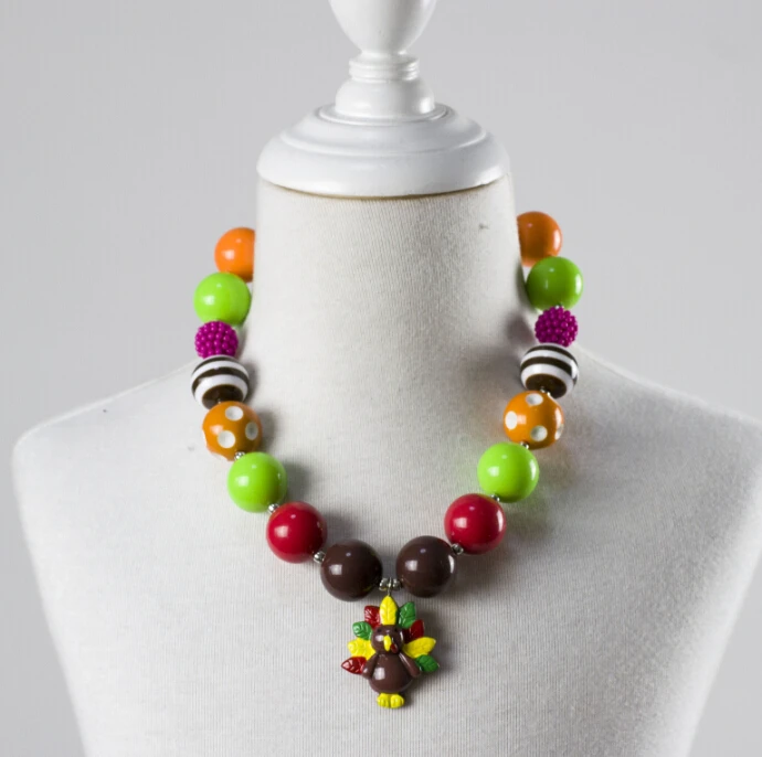 День благодарения Дети DIY жевательная резинка шарик коренастый ожерелье для детей DIY подарок Gumball Ожерелье