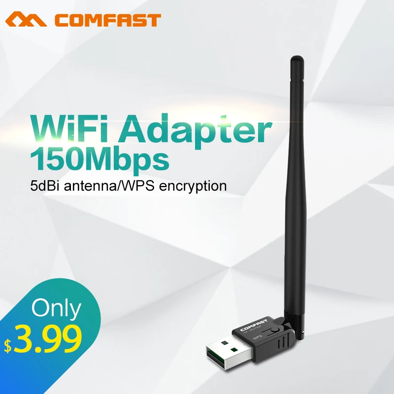  150Mbps Mini Wifi Adapter 802.11b/n/g Comfast USB Wi-Fi Network LAN Card 5dBi wifi antenna adaptador PC Laptop Receiver CF-WU755 