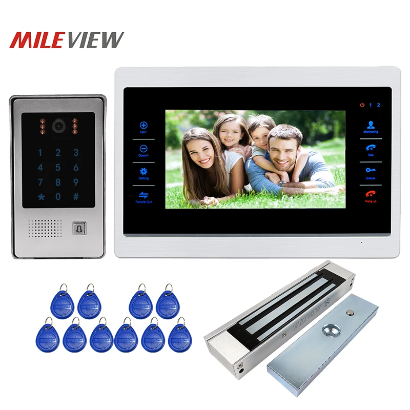 

Free Shipping 800TVL HD 7" Video Door Phone Intercom Unlock Record Monitor System Code Keypad RFID Doorbell Camera Magnetic Lock