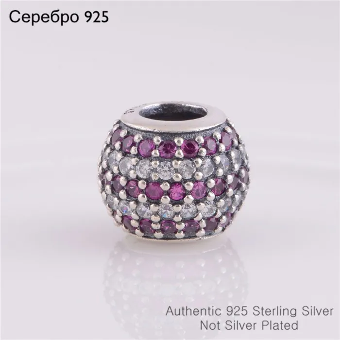 

Fits European Charm Bracelets Sterling Silver Beads Threaded Charm With Red & White CZ Stones DIY Jewelry Wholesales