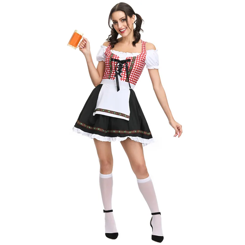 Women Dirndl Oktoberfest Costume German Wench Maid Uniforms Bavarian