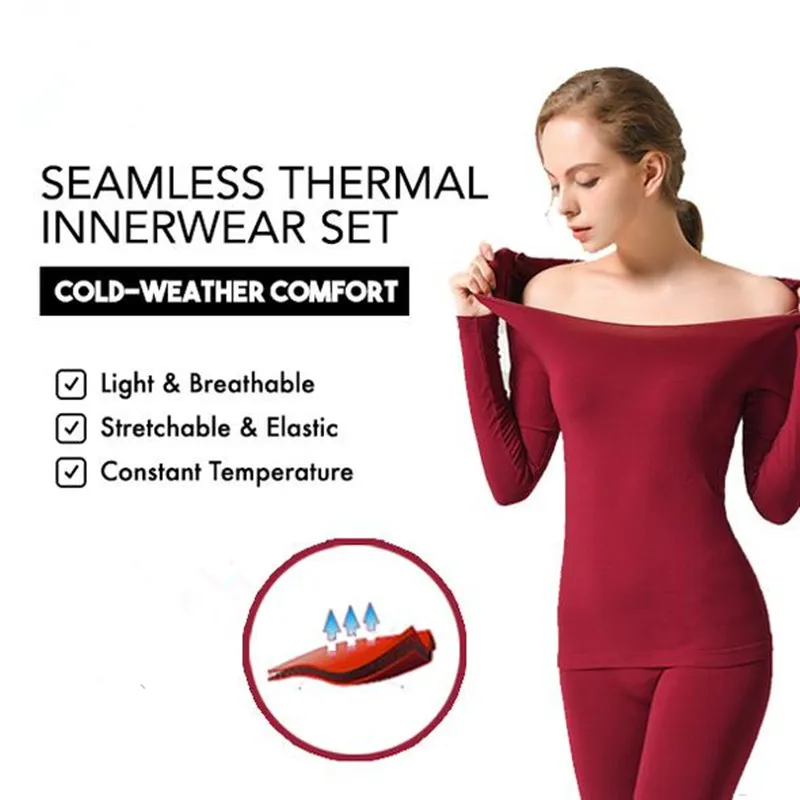 Seamless Thermal Innerwear Set Ultra thin High Elasticity Heat