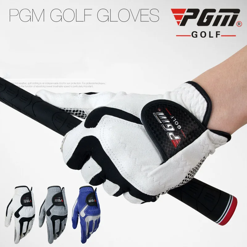 PGM мужские перчатки для гольфа из микрофибры левая рука одна перчатка противоскользящие частицы дышащие мягкие нескользящие спортивные перчатки для гольфа