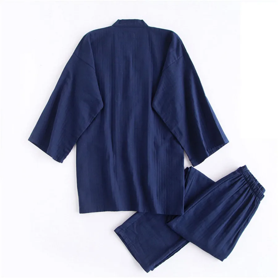 Осенние мужские пижамы наборы из чистого хлопка кимоно Для мужчин s пижамы японский стильная Пижама Для мужчин мягкая Домашняя одежда 2 шт