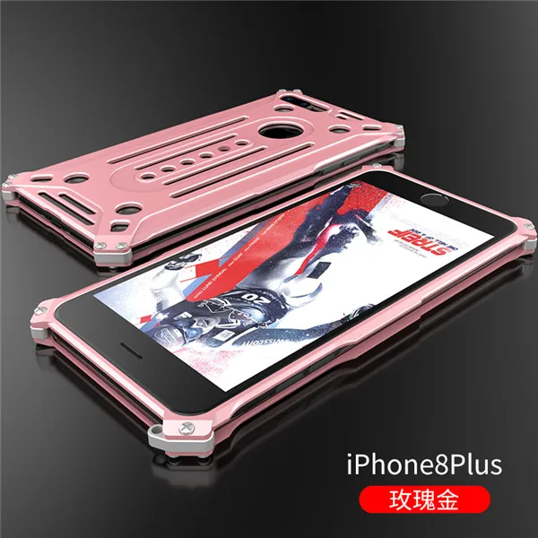 Защитный противоударный чехол для телефона с изображением Железного человека из стального Металла Чехол для iPhone 5 5S SE 6 6s Plus 7 7Plus 8 8 plus X мощный чехол - Цвет: Розовый