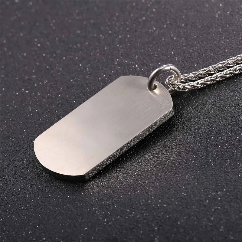 U7 Stainless Steel Men Cross Dog Tag Prayer Pendant Necklace Military Curb Chain 3mm 20 Inch Bible Verse Christian Jewelry P1009