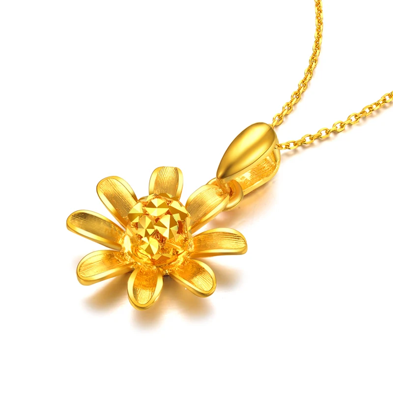 Подвеска в виде подсолнуха из желтого золота 999 пробы 2 г|sunflower pendant|pendant goldgold pure |