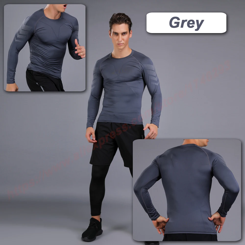 Мужская футболка с длинным рукавом для бега, тренировочная Спортивная футболка, эластичная облегающая Джерси, одежда для фитнеса, тренировок, компрессионная мужская длинная одежда