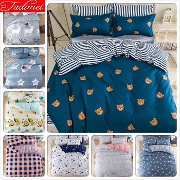 

3/4 pcs Bedding Set Adult Kids Soft Bed Linens Single Full Queen King Size Quilt Comforter Duvet Cover 150x200 180x220 Bedlinens