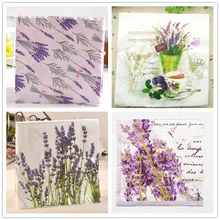 20 servilleta retro de papel con impresión de flor púrpura lavanda pañuelo decoupage servilletas decoración de fiesta de cumpleaños de boda