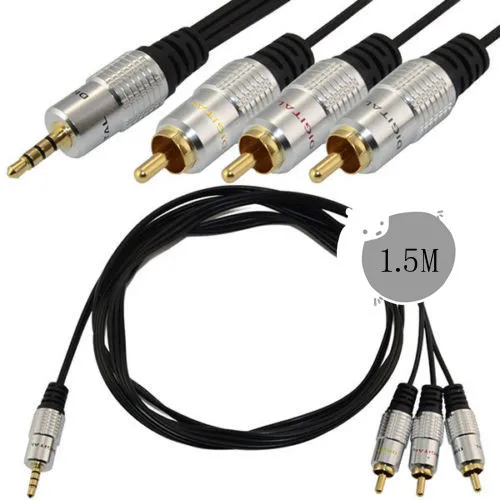 1.5m 3.5mm 3 Ring Male Plug to x RCA Phono Jack Aux Audio Video AV OFC Cable | Компьютеры и офис
