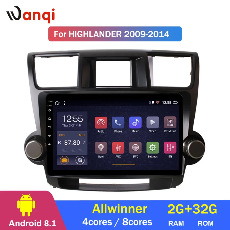 Cheap 2G RAM 32G ROM 10.1 Inch HD Full Touch Android 8.1 GPS Navigation for Toyota highlander 2009-2014 Stereo System 2