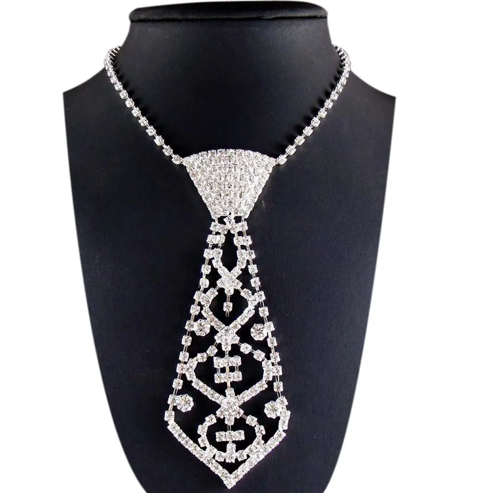 European Vintage Jewelry Tie Shape Crystal Rhinestone Necklacein Chain Necklaces from Jewelry