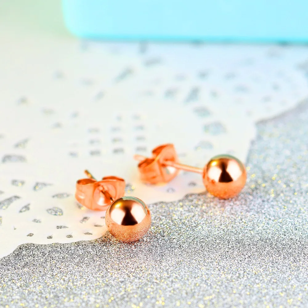 

Small Ball Ear Stud Rose Gold Beaded Stud Earrings in Stainless Steel