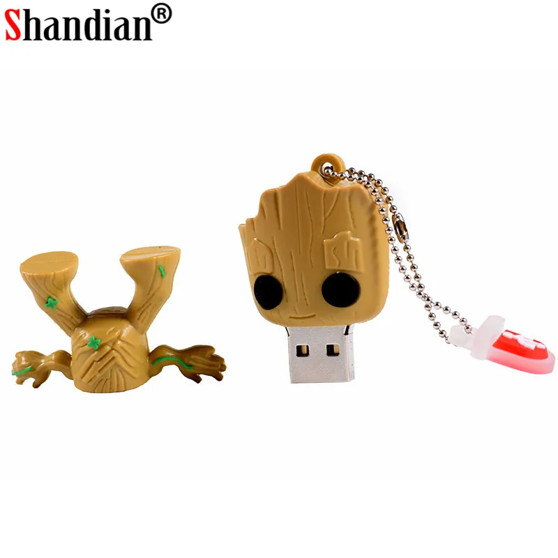 SHANDIAN мультфильм Грут usb флэш-диск милый супер heros memory stick Pen drive 4 ГБ 16 ГБ 32 ГБ 64 Гб 128 ГБ креативный флешка