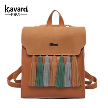 Kavard Rucksack Frauen Rucksack Scrub Pu-leder Vintage Designer Quaste Schultaschen Für Mädchen Qualität Weibliche Rucksack Mochila