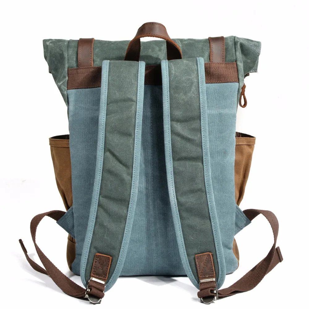 Популярный роскошный винтажный холщовый рюкзак для мужчин, масло воск, холст, кожа, рюкзак для путешествий, большой водонепроницаемый рюкзак, ретро рюкзак