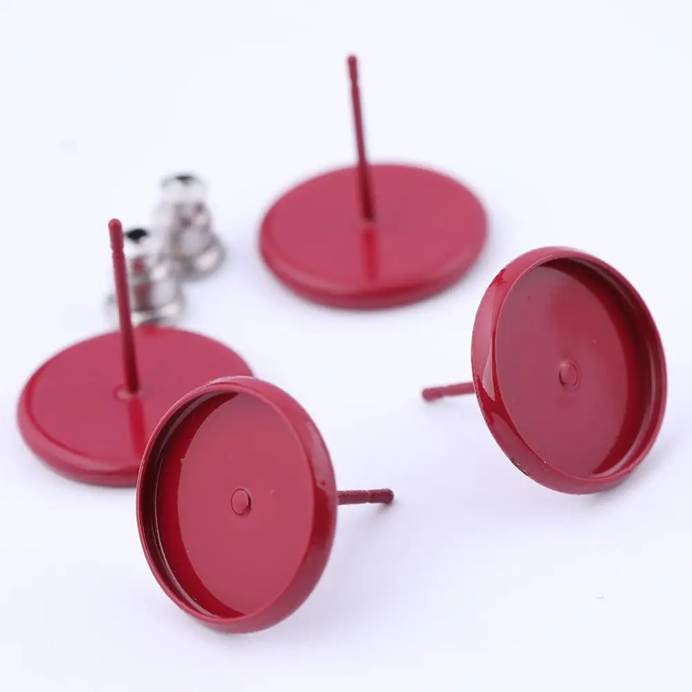

20pcs Post Stud Earring Base 12mm Glass Cabochon Bezel Setting Blanks Diy Earrings Findings For Jewelry Making