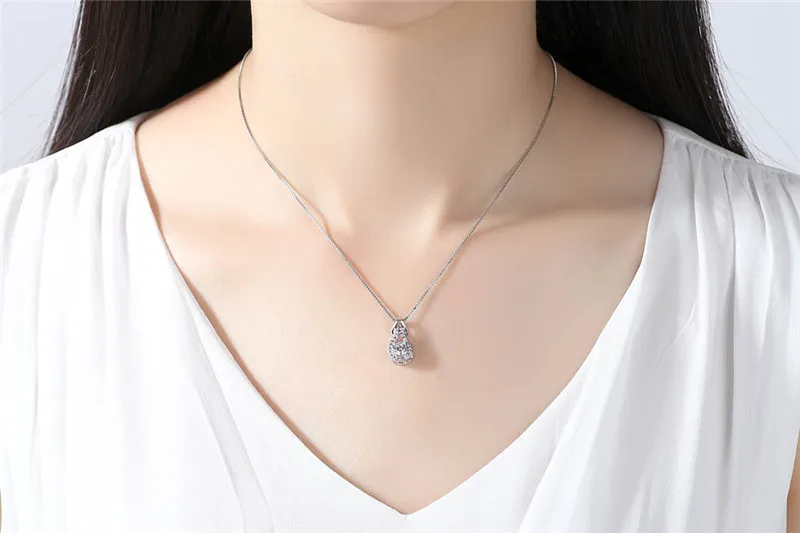 Unique Silver Color Lucky Gourd Dazzling Zircon Necklace Cute Rabbit Ears Pendant Necklace Decoration Jewelry For Women Gift N38 (16)