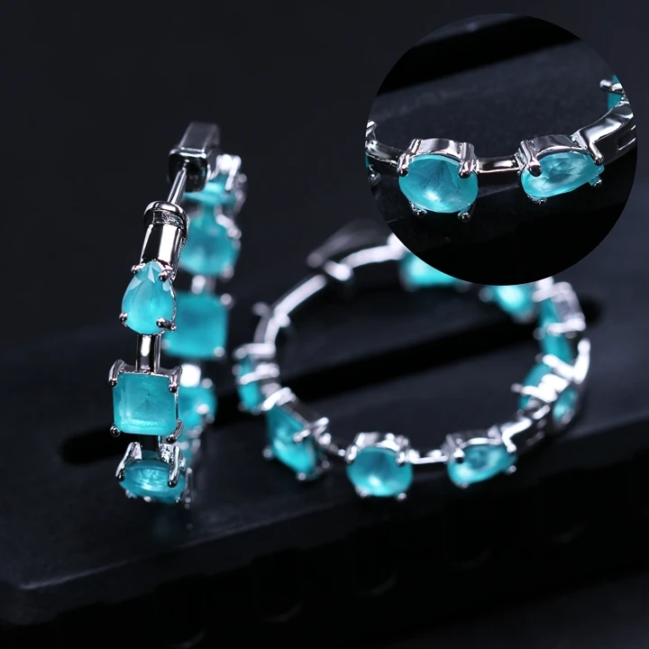 Дизайн зеленый/синий супер большие серьги кольца с черным покрытием brinco хорошее качество для женщин ювелирные изделия EFX001702