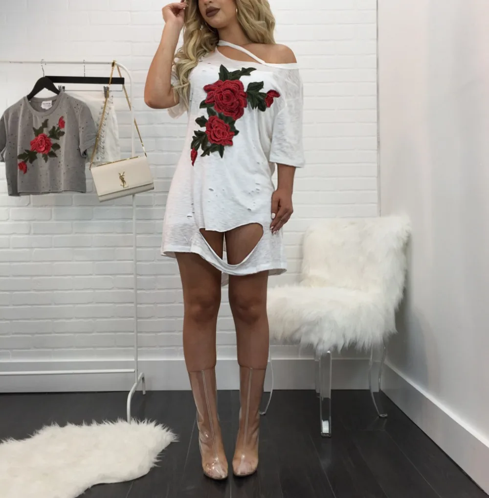 Women Spring Summer Sexy Black White Embroidery Printing A-line Dress Casual Vestidos Mujer Femme Robe Hollow Out Irregular | Женская