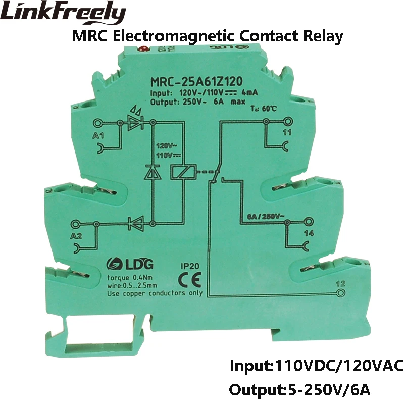 

MRC-25A61Z120 10pcs 6A Input 120VAC/110VDC Electromagnetic Contact Interface Relay Module PLC Ultra-thin Relay 5V 12V 24V DC