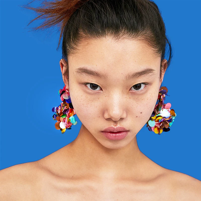 

Vodeshanliwen 2018 za Fashion Colorful Sequins Flower Earrings Bohemian Statement Drop Dangle Earrings For Women Accessories