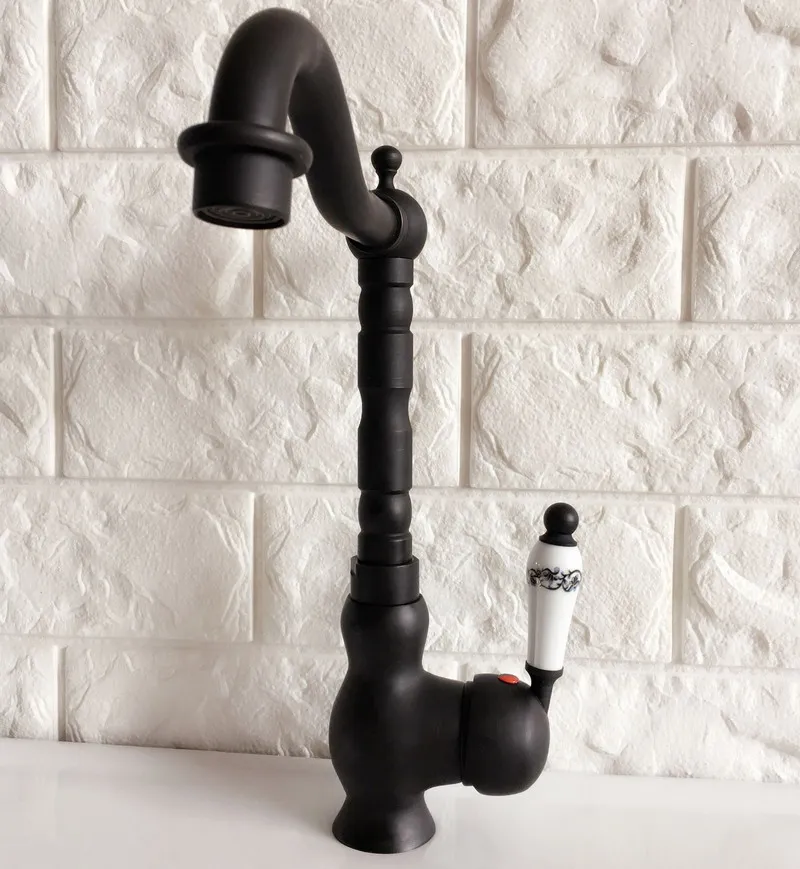 Swivel Spout Water Tap Oil Rubbed Black Bronze Single Handle Kitchen Sink & Bathroom Faucet Basin Mixer Tap anf358