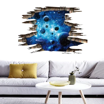

3D Modern Wall Sticker Astral Sky Mirror Art Removable Wall Sticker Mural Decal Home Room Decor