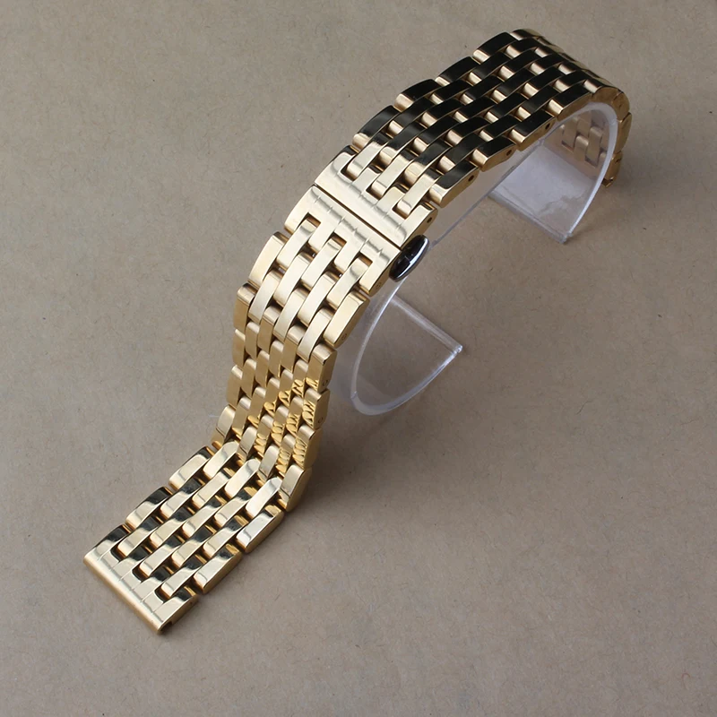 Ремешки для наручных часов ремешок мужские часы-браслет Ремешки 20 мм 22 мм полированная нержавеющая сталь Золото Розовое золото черный серебро Мода бабочка застежка