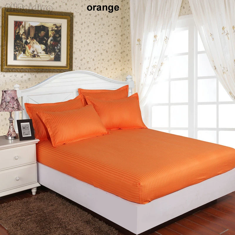 Оранжевый цвет 60s гостиничная простыня сатин хлопок простыня 25 см Глубокий нескользящий матрас защитный чехол постельное белье