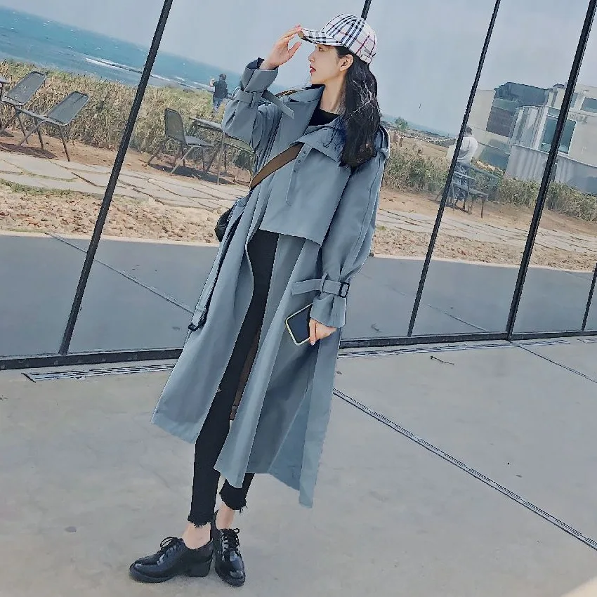 

2018 autumn medium-long elegant trench coat for women 2colors S-XL new arrival