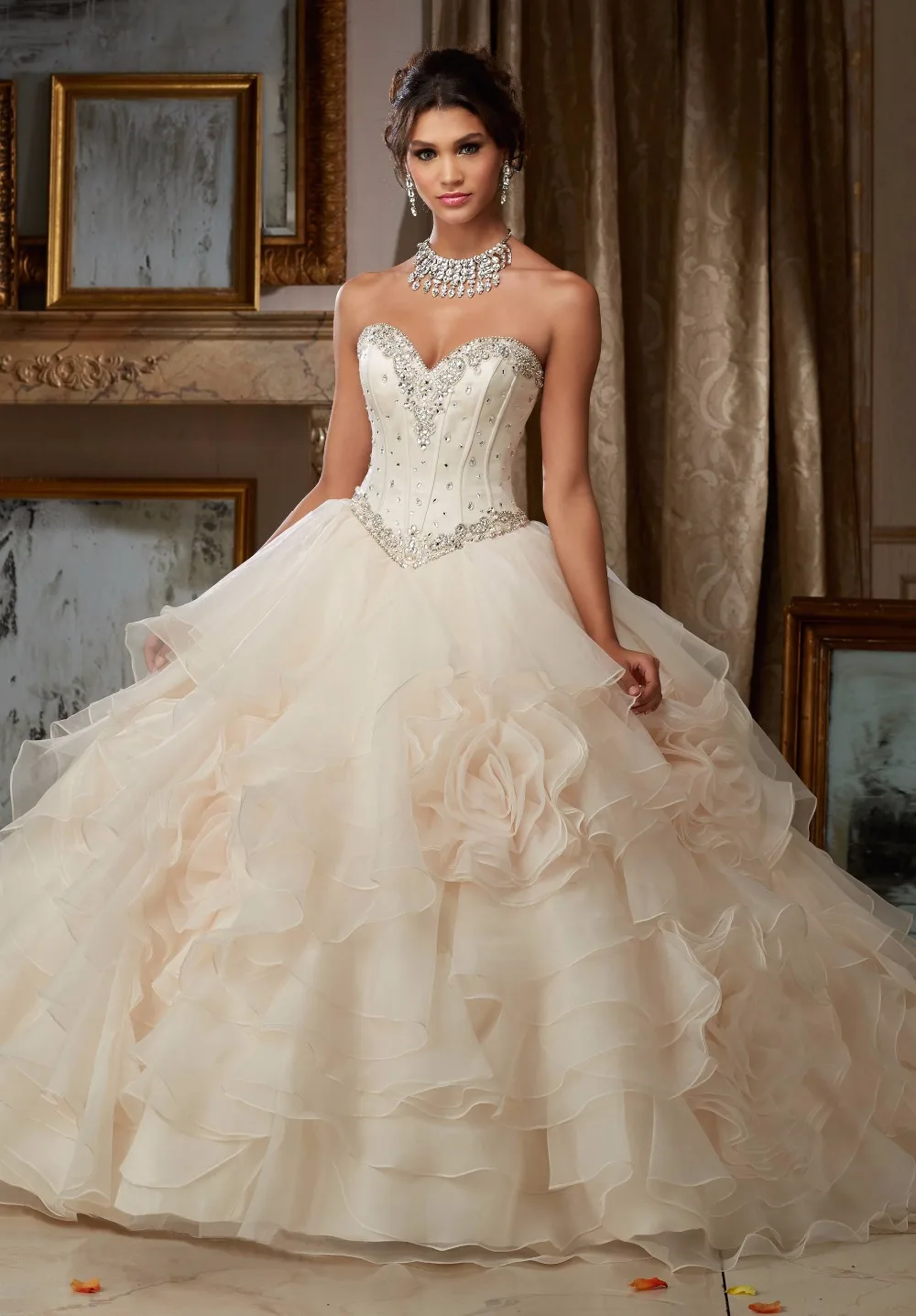 blue and red ball gown