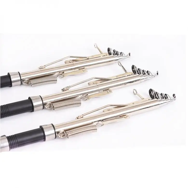 Vara de Pesca Fibra de Vidro Pólo de Pesca para o Mar Automática Inoxidável & Telescópica Rio Lago Piscina Pesca 2.4m 2.7 Aço 12 High Quality Esporte e Lazer