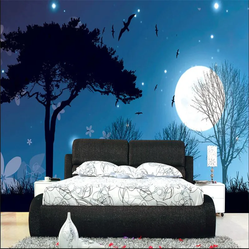 home decor Photo backdrops wallpaper for living room Night Moon Star Tree office bathrooms wall mural murals-3d paper | Обустройство