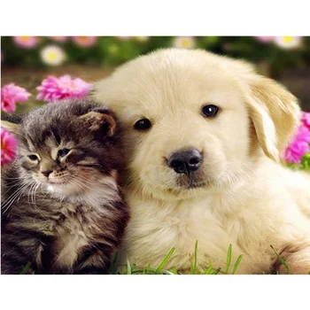 

5d Diy diamante broca strass colado ponto cruz quadrado cristal needlework strass artesanato gato de dog home decoration W116