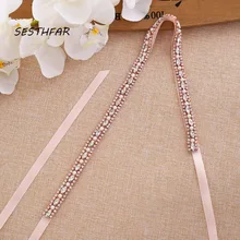 Хрустальный свадебный пояс, розовое золото, жемчуг, стразы, свадебный пояс, ленты, пояс для свадебного платья J170RG