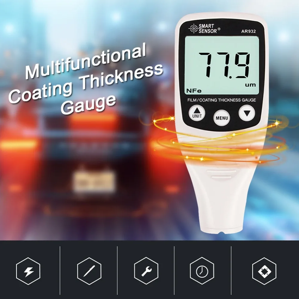 

Digital Thickness Gauge Coating Meter Car Paint Tester Portable Mini 0-1500um Automobile Paint Film Test Tool With Backlight