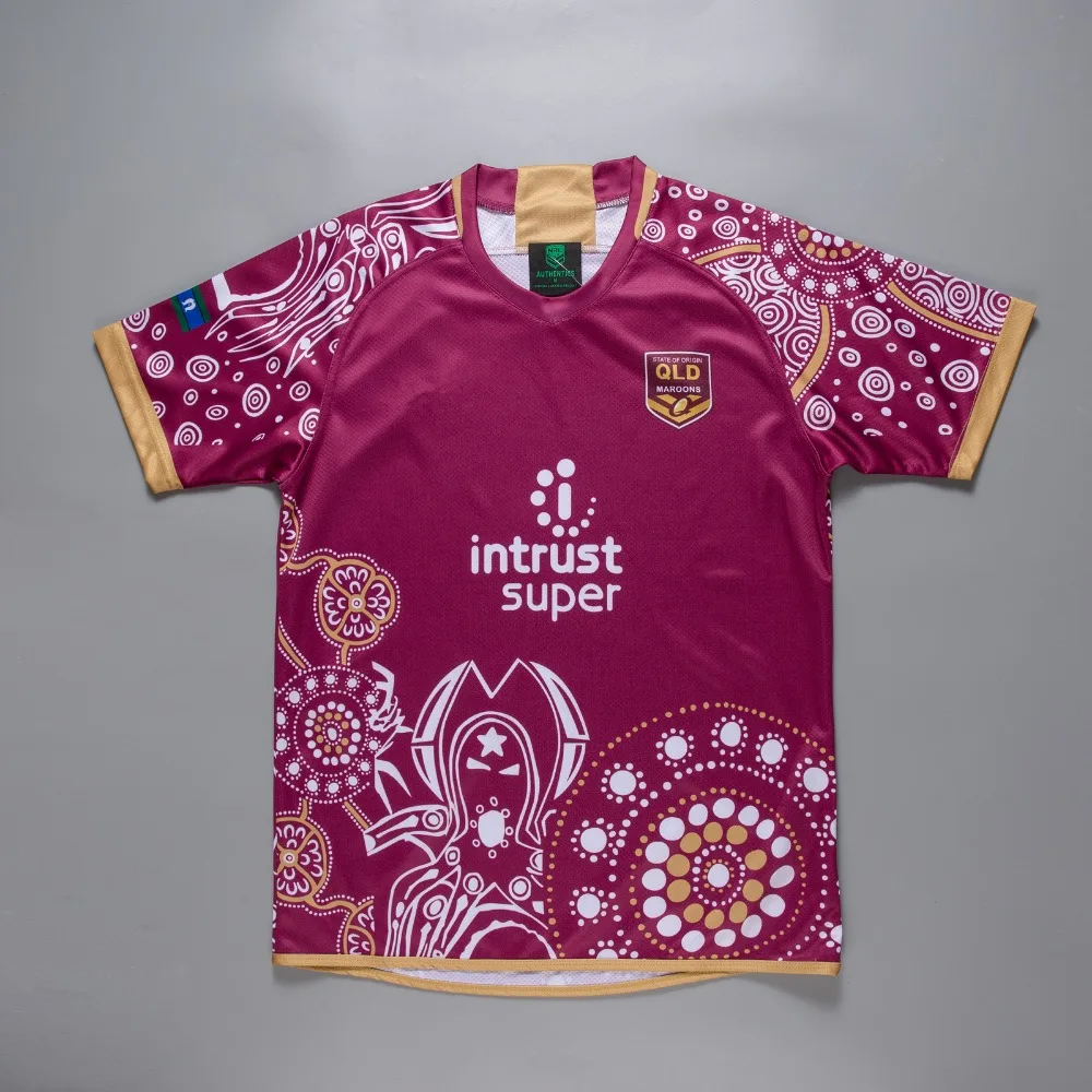 أستراليا 2018 المارون الأصليين قميص كرة قدم أمريكية مصنوع من الصوف كوينزلاند دوري الرجبي قميص جيرسي s-3xl