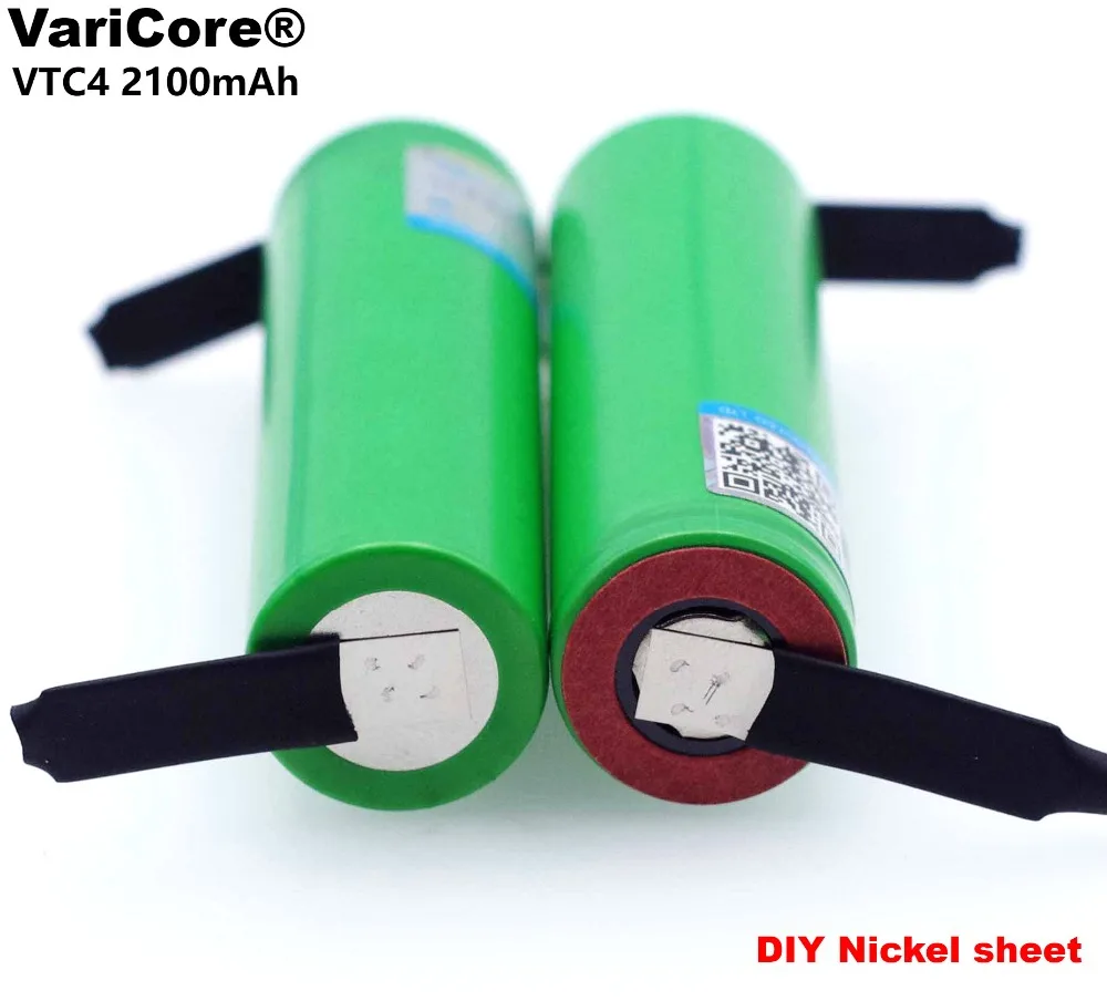 2 шт. VariCore 3,6 V 18650 VTC4 2100mAh высокий расход 30A аккумуляторная батарея для sony US18650VTC4+ DIY никелевый лист