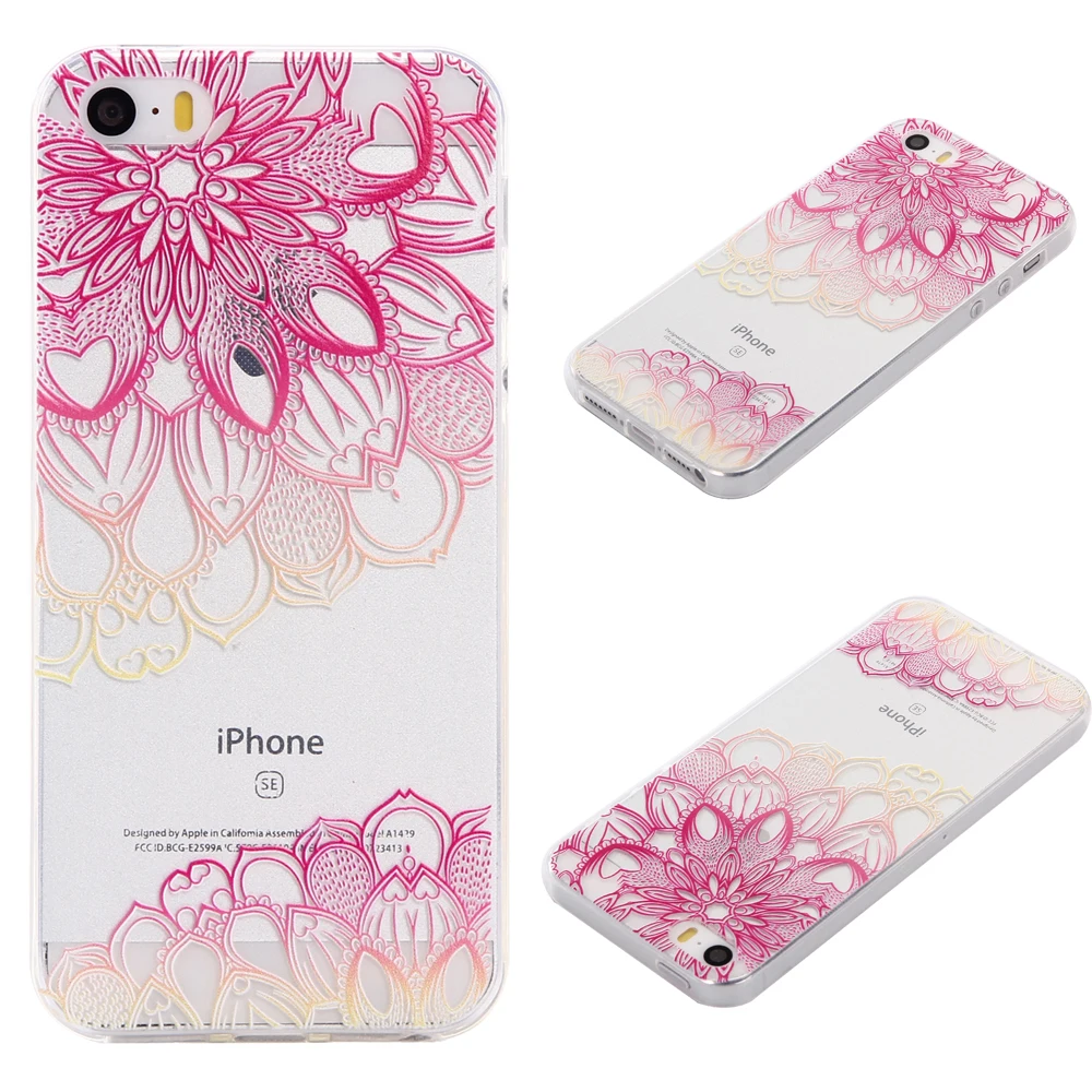 

Colorful Phone Case For iPhone 5s 6 7 8 Plus Ultra Thin Soft TPU Back Cases Gradient Mandala Flower Cover Coque