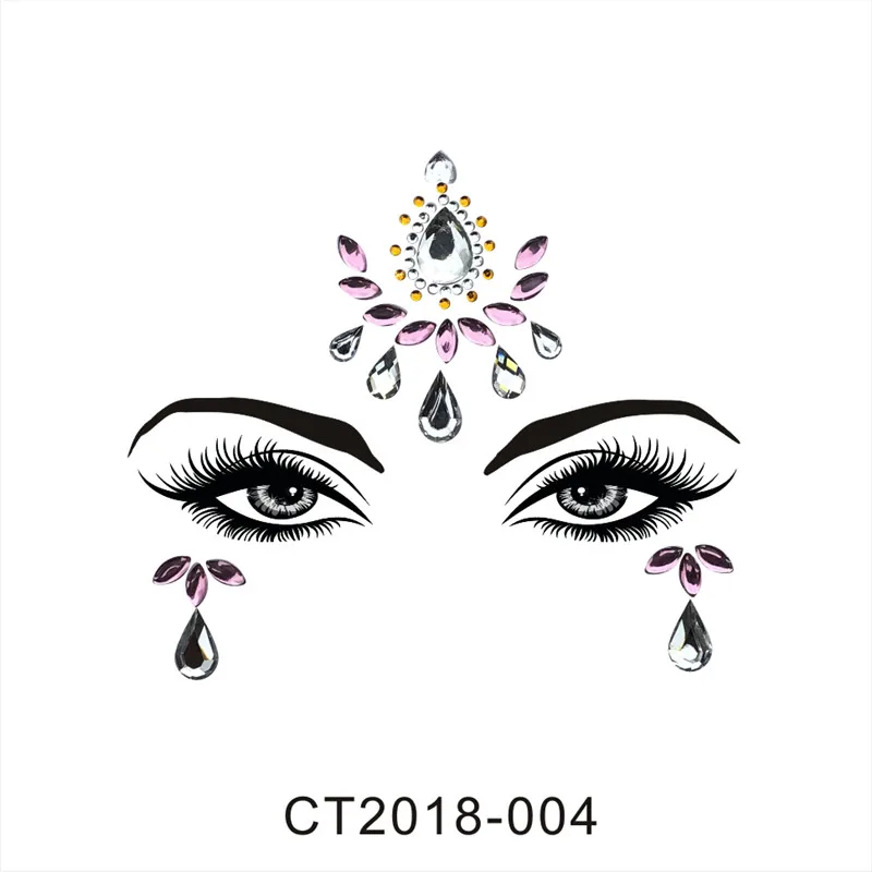 Fashion Eyebrow Face Body Art Adhesive Crystal Glitter Jewels Festival Party DIY Eye Tattoo Stickers Night Club Facial Makeup