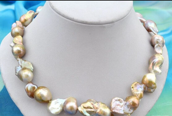 

HOT## Wholesale > 18"38mm baroque lavender reborn keshi pearl necklace