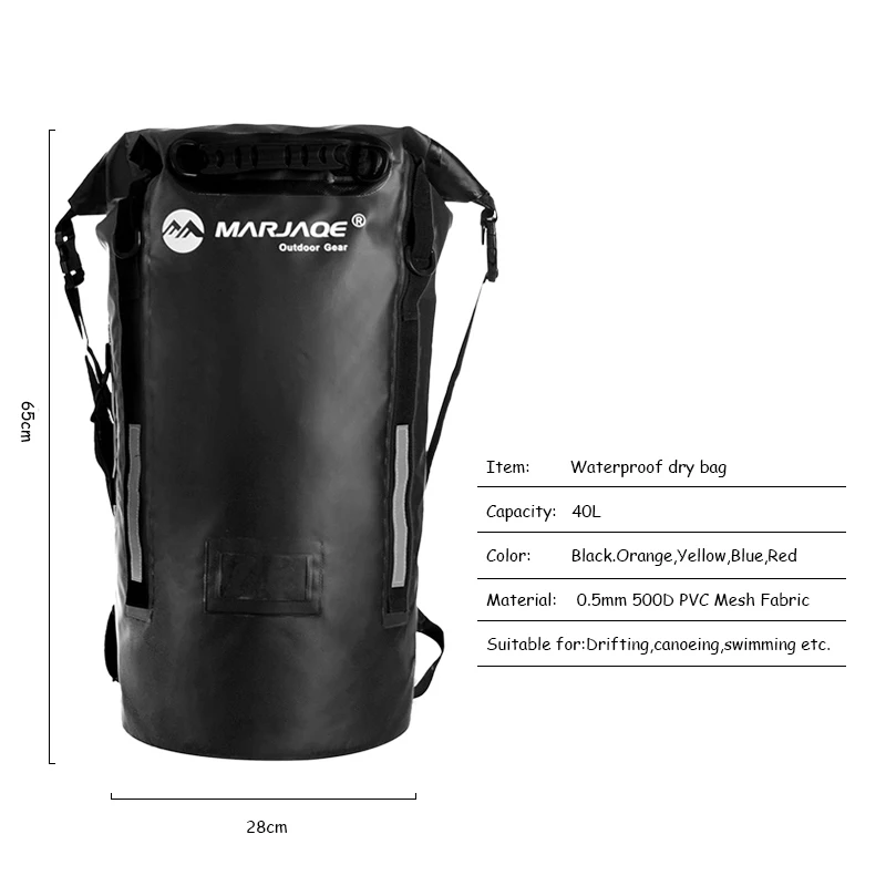 40L Outdoor Waterproof Backpack Dry Bag Sack Storage Bag Hiking Canoeing Kayaking Swimming Drifting River Trekking