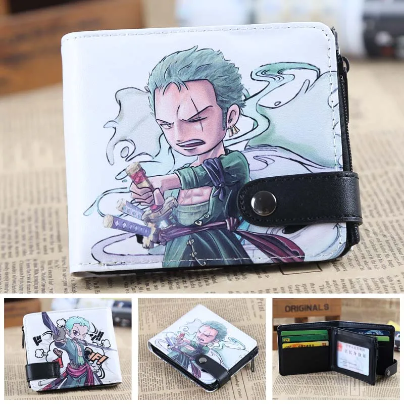 Аниме one piece Roronoa Zoro PU короткий нулевой кошелек/портмоне/многослойный двойной бумажник на кнопке